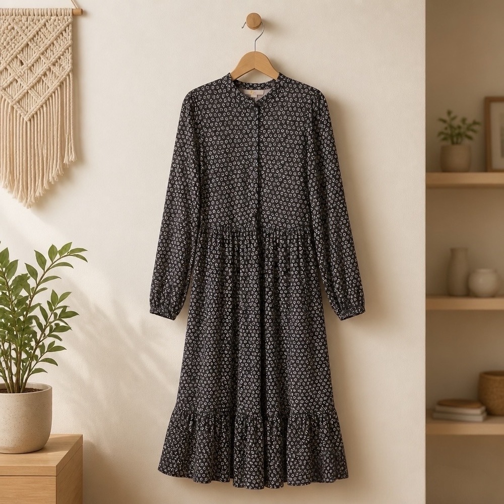 Boden Floral Maxi Dress Size 4 Long Sleeve Tiered Prairie Cottagecore Fall Boho